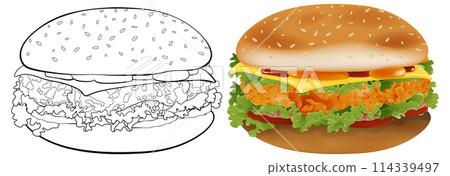 Vector Illustration of a Realistic Burger 114339497