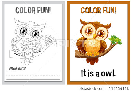 Color Fun Owl Illustration and Activity Color Fun Owl Illustration and Activity 114339518