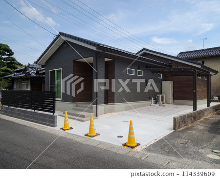 新建築形象 新建築房屋 入口通道 停車場 新建築形象 新建築房屋 入口通道 停車場 114339609