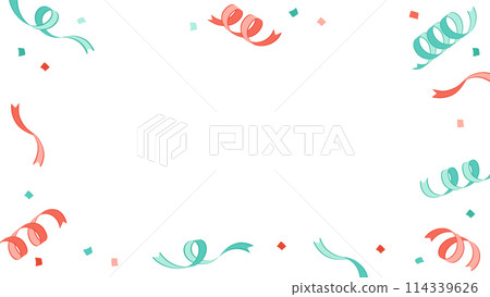 Background frame of curled ribbons and confetti Background frame of curled ribbons and confetti 114339626