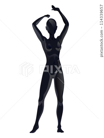 Mannequin silhouette of women. Flat female fashion character front view, girl. Human body clothing template. Vector Illustration 114339657