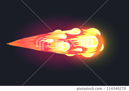 Cartoon laser gun beam. Alien combat weapon rays. Futuristic shot effect. Destructive plasma flow. Bomb blaster attack explosion. Vector game element 114340278