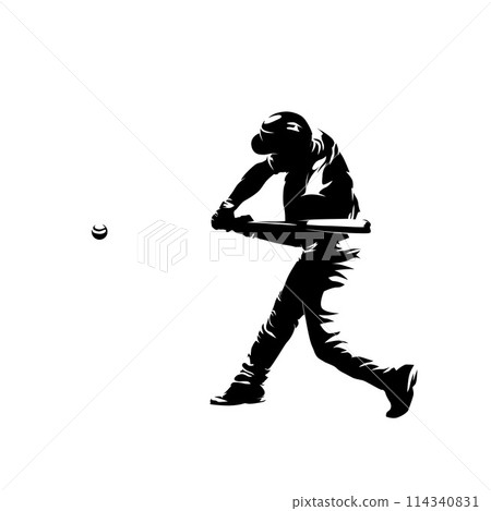 Baseball player, batter, isolated vector silhouette. Team sport athlete Baseball player, batter, isolated vector silhouette. Team sport athlete 114340831