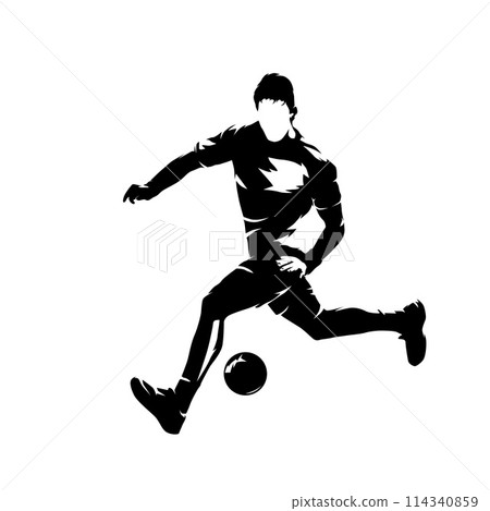 Handball player running, isolated vector silhouette, ink drawing 114340859
