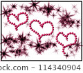 Background with 3 open space hearts pink and black  114340904