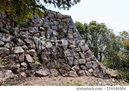 Stone walls on the promenade of Bitchu Matsuyama Castle 114340984
