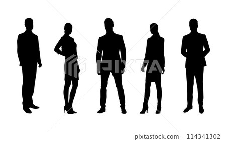 Group of business people, set isolated vector silhouettes. Business men and women Group of business people, set isolated vector silhouettes. Business men and women 114341302