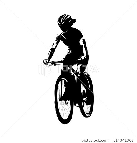 Woman riding a mountain bike, side view, isolated vector silhouette Woman riding a mountain bike, side view, isolated vector silhouette 114341305