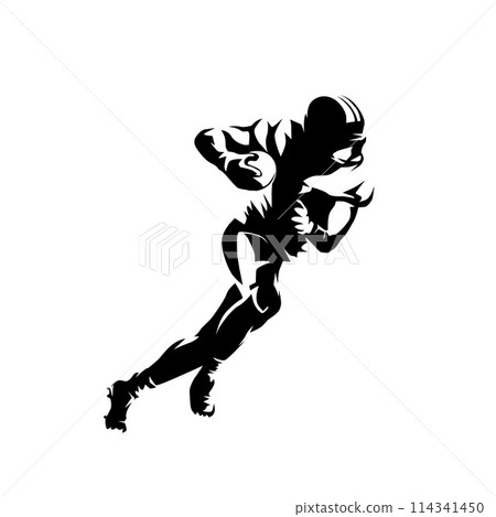 American football quarterback, front view isolated vector silhouette American football quarterback, front view isolated vector silhouette 114341450
