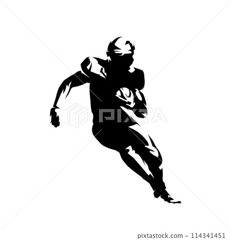 American football quarterback, front view isolated vector silhouette 114341451