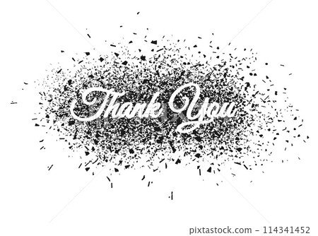 Thank you text with distortion spray effect, vector illustration Thank you text with distortion spray effect, vector illustration 114341452