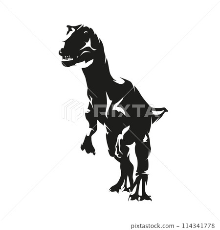 Dinosaur isolated vector silhouette, Triassic period. Prehistoric monster 114341778