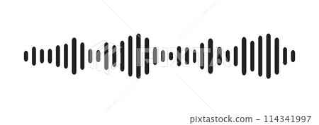 Sound wave decibel audio record simple voice message icon isolated on white background. Podcast player, music track 114341997