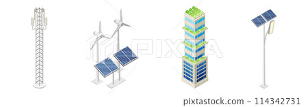 Smart City and Future Cityscape Infrastructure Isometric Vector Set Smart City and Future Cityscape Infrastructure Isometric Vector Set 114342731