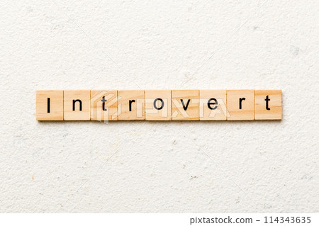 Introvert word written on wood block. Introvert text on table, concept Introvert word written on wood block. Introvert text on table, concept 114343635