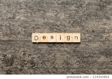 design word written on wood block. design text on table, concept 114343803