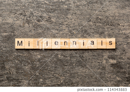 millennials word written on wood block. millennials text on table, concept millennials word written on wood block. millennials text on table, concept 114343883