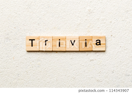 trivia word written on wood block. trivia text on table, concept 114343907