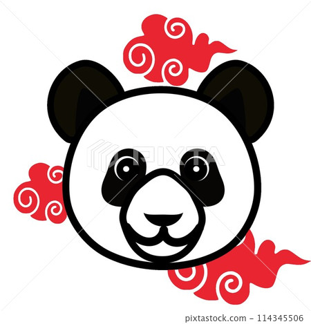 Red cloud and panda face illustration Red cloud and panda face illustration 114345506