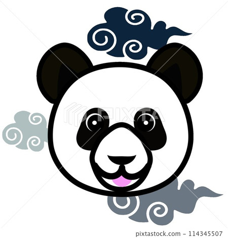 Gray cloud and panda face illustration Gray cloud and panda face illustration 114345507