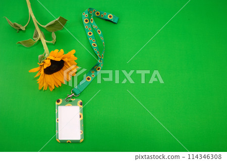 Sunflower lanyard, symbol of people with invisible or hidden disabilities. Sunflower lanyard, symbol of people with invisible or hidden disabilities. 114346308