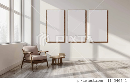 Minimalistic Interior with Blank Frames 114346541