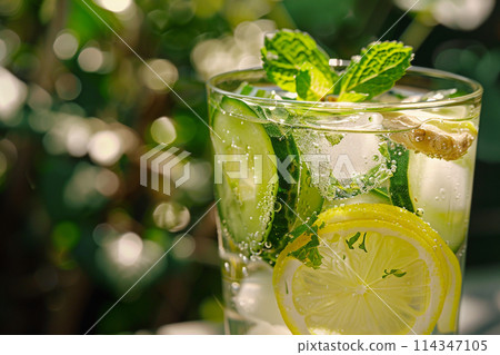 Refreshing Lemon and Lime Mint Drink 114347105