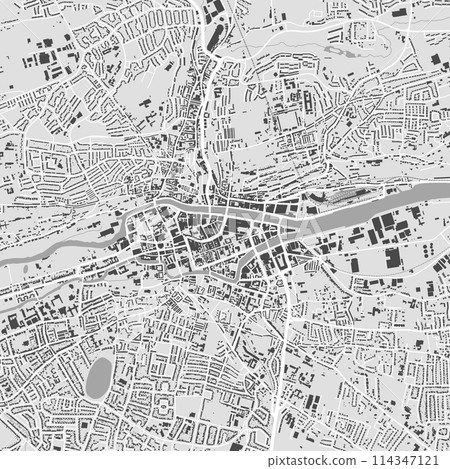 Cork map, Ireland. Grayscale city map, vector streetmap. 114347121