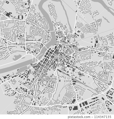 Limerick map, Ireland. Grayscale city map, vector streetmap. Limerick map, Ireland. Grayscale city map, vector streetmap. 114347135
