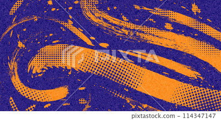 Abstract Sports Background with Blue and Orange Brush Texture and Halftone Effect. Retro Grunge Background for Banner or Poster Design Abstract Sports Background with Blue and Orange Brush Texture and Halftone Effect. Retro Grunge Background for Banner or Poster Design 114347147