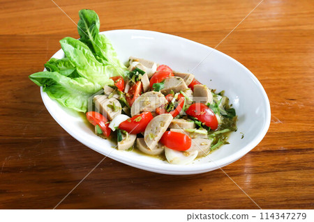 sausage salad, spicy salad or Thai spicy salad or Thai sausage salad sausage salad, spicy salad or Thai spicy salad or Thai sausage salad 114347279