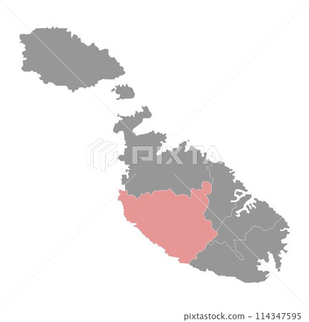 Western District map, administrative division of Malta. Vector illustration. 114347595