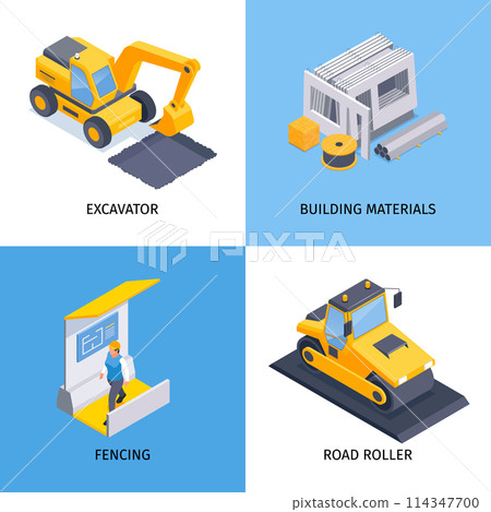 Construction illustrations in isometric view Construction illustrations in isometric view 114347700