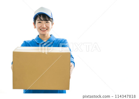 搬家公司/送貨員拿著紙箱（搬家、送貨、輕貨司機、快遞員、送貨員、快遞員） 114347818