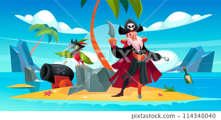 Pirate adventure composition in flat design 114348040