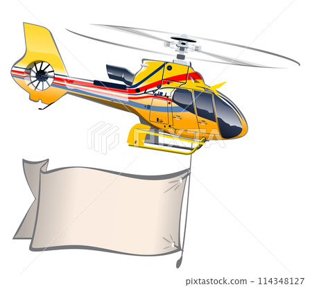 Cartoon Helicopter with banner 114348127