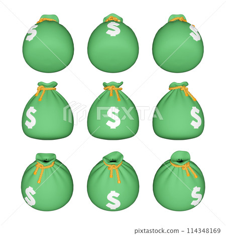 green color money bag cash sack 3D icon illsutration green color money bag cash sack 3D icon illsutration 114348169