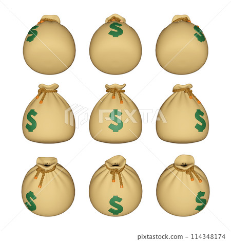 beige color money bag cash sack 3D icon illsutration 114348174