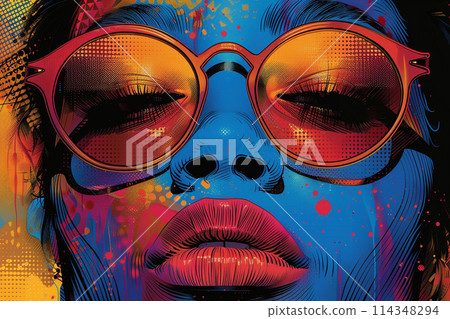 Colorful Pop Art Style Portrait 114348294