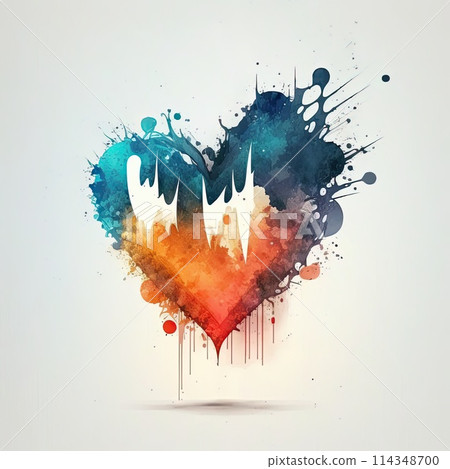 Bright Valentine Day heart graffiti illustration 114348700
