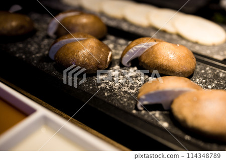 Beautifully presented fresh mushrooms Beautifully presented fresh mushrooms 114348789