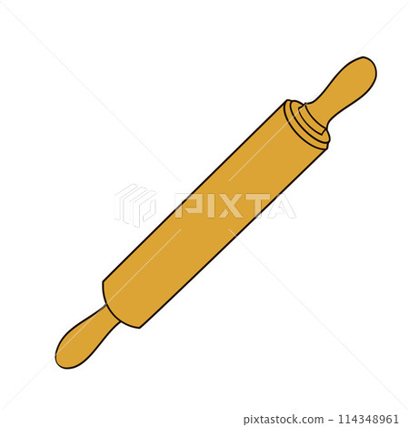wooden rolling pin for rolling out dough 114348961