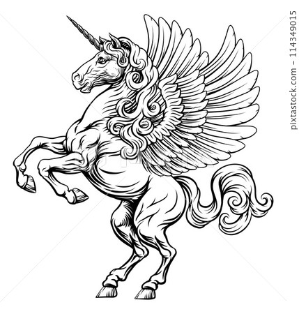 Pegasus Unicorn Horse Crest Heraldic Coat of Arms 114349015