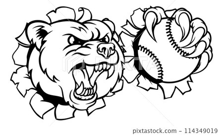 Bear Softball Baseball Claw Grizzly Animal Mascot Bear Softball Baseball Claw Grizzly Animal Mascot 114349019