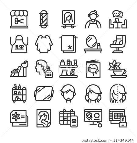 Hair salon store operation icon set Hair salon store operation icon set 114349144