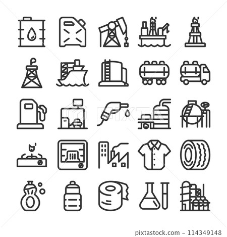 石油工業圖標集，如採礦和產品開發 114349148