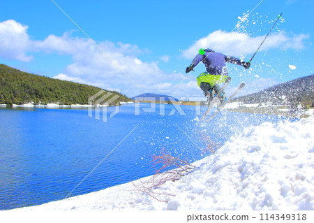 Spring skiing Spring skiing 114349318
