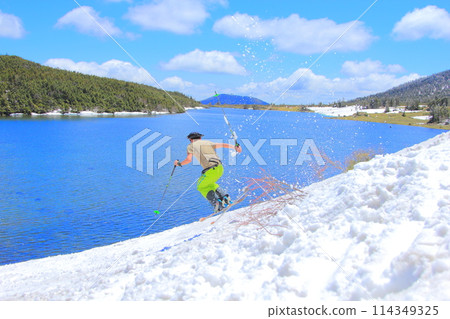 Spring skiing Spring skiing 114349325