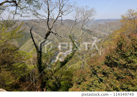 View of Takahashi City's Kinoyama area from the castle tower of Bitchu Matsuyama Castle 114349749