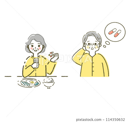 Illustration set to prevent forgetting to take medicine 114350632